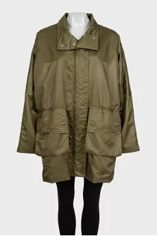 Green straight-cut jacket with patch pockets