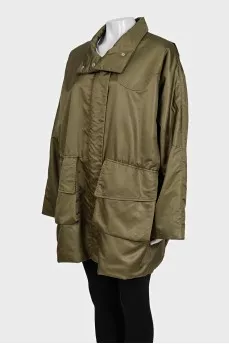 Green straight-cut jacket with patch pockets