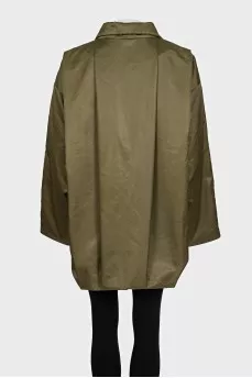 Green straight-cut jacket with patch pockets
