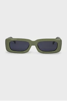 Green sunglasses with logo