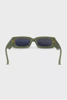 Green sunglasses with logo