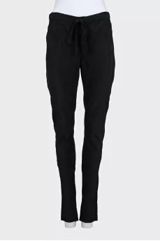 Silk black high waist trousers