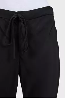 Silk black high waist trousers