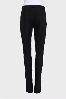 Silk black high waist trousers