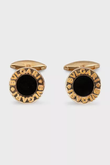 Men's gold cufflinks with onyx