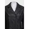 Black leather jacket with patch pockets