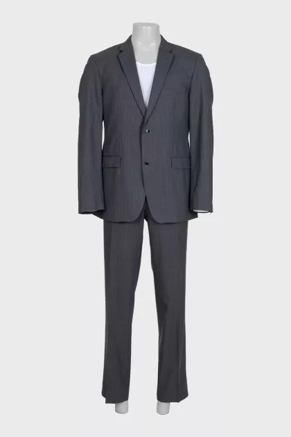 Men's gray pinstriped wool suit
