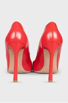 Orange leather high heels