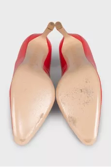 Orange leather high heels