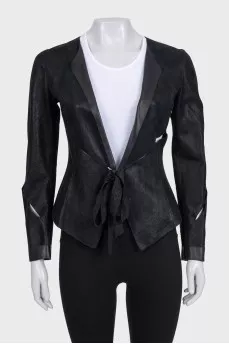 Suede jacket with ties