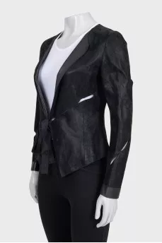Suede jacket with ties