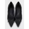 Шкіряні туфлі kitten heel з вишивкою