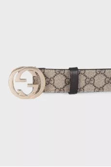 Brown belt with signature print