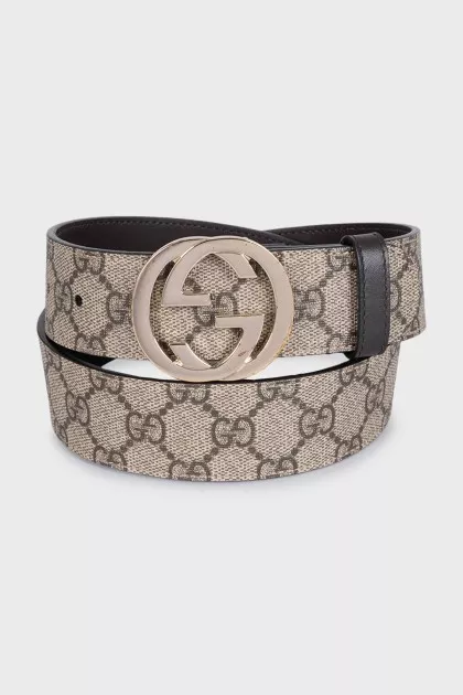 Brown belt with signature print