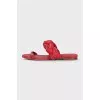 Pink suede weave flip flops