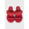 Pink suede weave flip flops