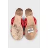 Pink suede weave flip flops