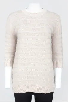 Beige Horizontal Knitted Sweater