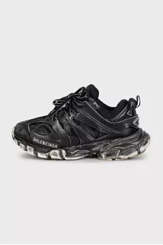 Track Combo Sneakers with a Distressed Effect