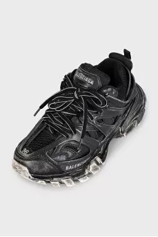 Track Combo Sneakers with a Distressed Effect