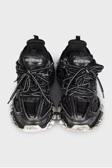 Track Combo Sneakers with a Distressed Effect