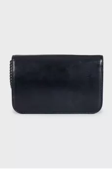 Black leather crossbody bag with logo