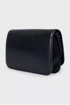 Black leather crossbody bag with logo