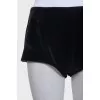 Black velvet cropped shorts