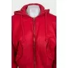 Red fitted jacket with a hood