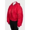 Red fitted jacket with a hood