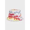 White printed panama hat