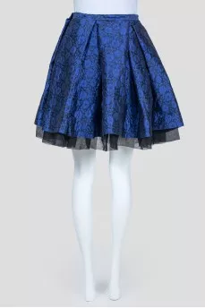 Bell skirt with blue flowers