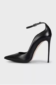 Leather stiletto heels with straps