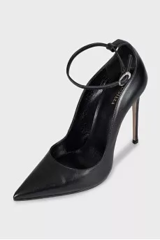 Leather stiletto heels with straps