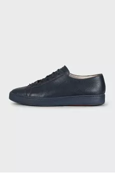 Men's blue leather lace-up sneakers