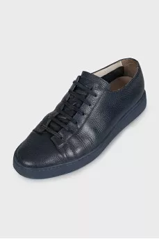 Men's blue leather lace-up sneakers