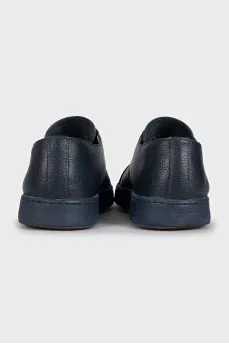 Men's blue leather lace-up sneakers