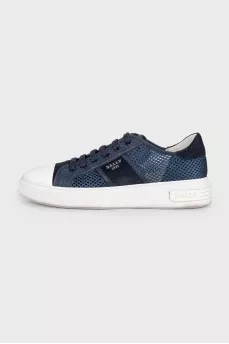Blue perforated combination sneakers