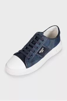 Blue perforated combination sneakers