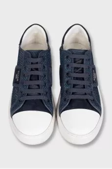Blue perforated combination sneakers