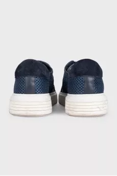 Blue perforated combination sneakers