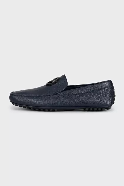 Men's leather loafers with logo