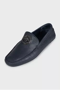 Men's leather loafers with logo
