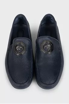 Men's leather loafers with logo