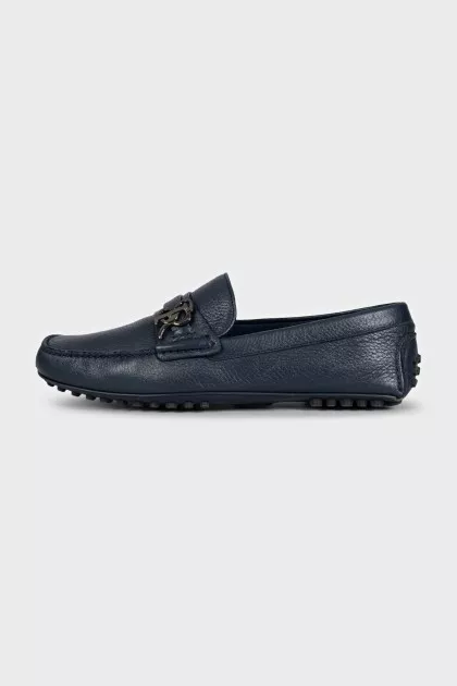 Men's leather loafers with logo