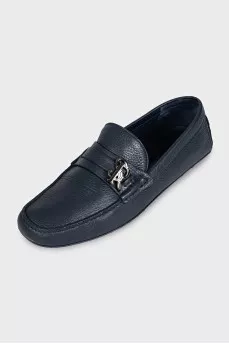 Men's leather loafers with logo