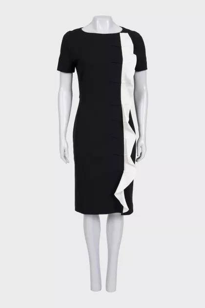 Black fitted dress with contrasting frill