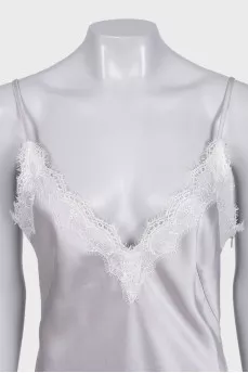 Gray maxi dress decorated with lace