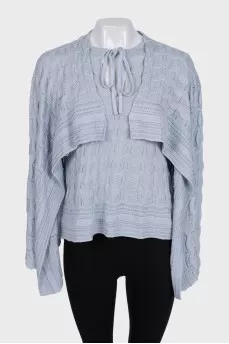 Set of a jumper and cardigan in gray