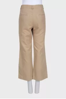 Beige high-waisted straight trousers